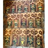 16 vintage painted religious wooden panels, 25” (64cm) long x 11” (28cm) wide x .5” (2 cm) deep