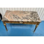 Reproduction gilt coffee table, some wear to legs. 36” (92cm)wide x 18”(46cm) deep x 19.5” (50cm)
