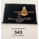 Silver Royal Navy bar brooch, 2” (5cm) length and metal Royal Engineers bar brooch 1.75” (4cm)