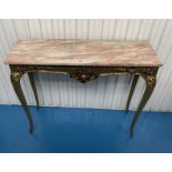 Marble top reproduction consul table, good condition 36”(92cm) wide x 12”(31cm) deep x 31”(79cm)