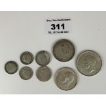 Assorted silver pre-1947 coins