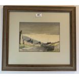 Watercolour “Road to Tan Hill” by Tom Sykes. 9” x 6.5”, frame 16.5” x 14.5”. Good condition