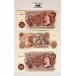 3 Bank of England Ten Shilling Notes