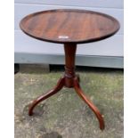 Mahogany Tripod table.17.5” wide, 17.5” deep, 22” high. Wear to legs.