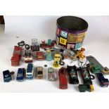 Tin of assorted loose model vehicles