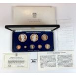 Boxed Franklin Mint Republic of Panama Proof Set of 8 coins 1980