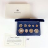 Boxed 1980 Proof set of Coinage of Malaysia, 9 coins