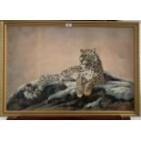 Print of leopard by Sylvia Duran. 30” x 20”, frame 33” x 22.5”. Good condition