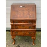 Reproduction Burr Walnut 3 drawer bureau with fitted interior 24”wide, 16.5” Deep, 41” high, some
