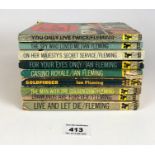 9 James Bond Pan Paperback books including some 1st and early printings: For Your Eyes Only, On