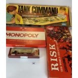 Tank Command game, Risk, Monopoly and Days Gone Tetleys truck