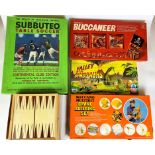 Subbuteo Table Soccer (not complete), Buccaneer, Valley of the Dinosaurs, Meccano Crane Building Set