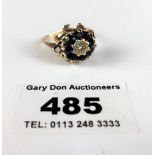 9k gold and black stone ring, w: 3 gms, size P