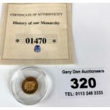 2008 History of our Monarchy miniature gold proof coin