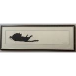 Print of cat by Edouard Manet, 38” x 8”, frame 44” x 15”.