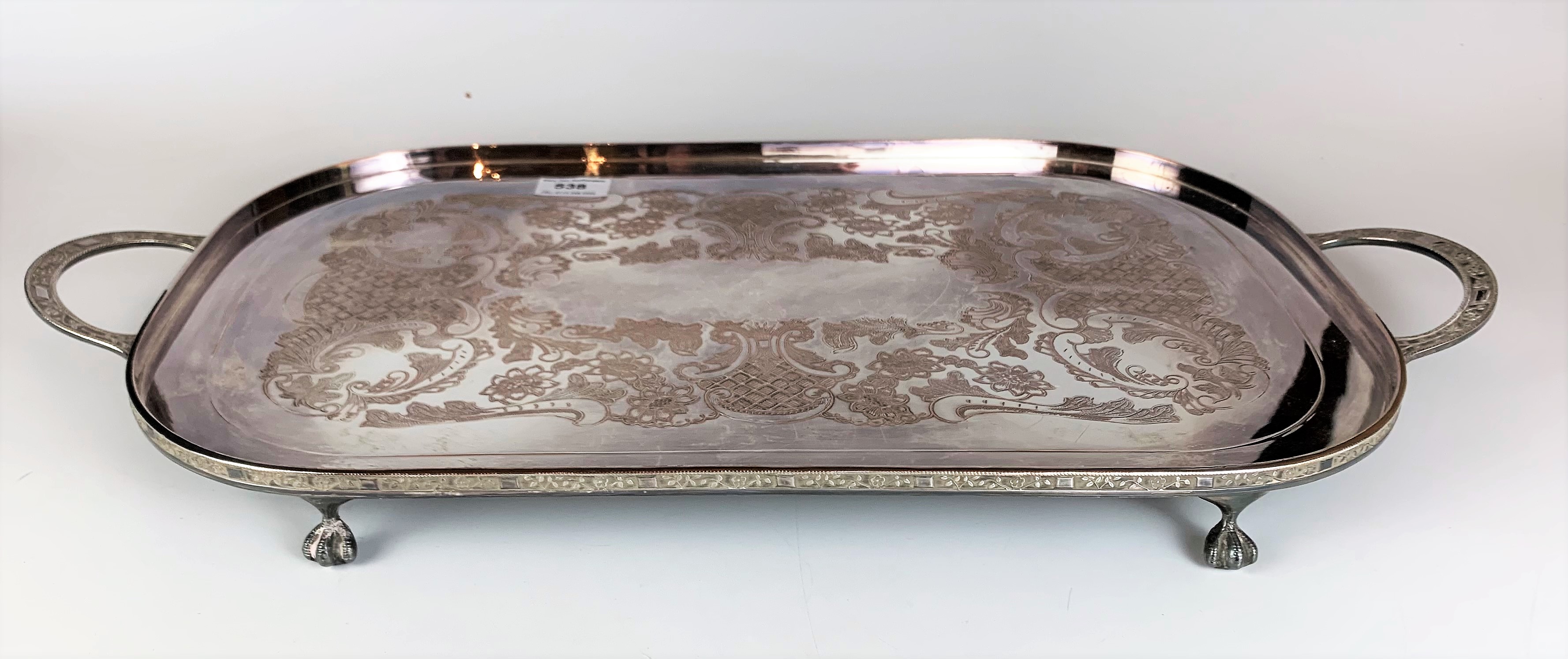 Plated embossed gallery tray 23” long x 11.5” wide - Image 2 of 4