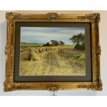 Watercolour “Harvest at Lupset Farm”, 11.5” x 8.5”, frame 16” x 13”, non reflective glass. Unsigned.