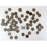 Quantity of pre-1921 silver three pences, w: 2.51 ozt