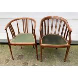 2 inlaid Edwardian chairs 1- 23” wide, 19” deep, 31.5”high, 2-21” wide, 15”deep, 31” high