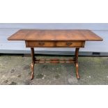 Reproduction drop leaf two drawer sofa table. 37” wide (55.5” wide open), 22” deep, 30.5” high, some