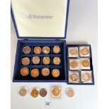 Westminster coin box with 23 assorted Royal History & other crowns inc 3 silver ounce coins