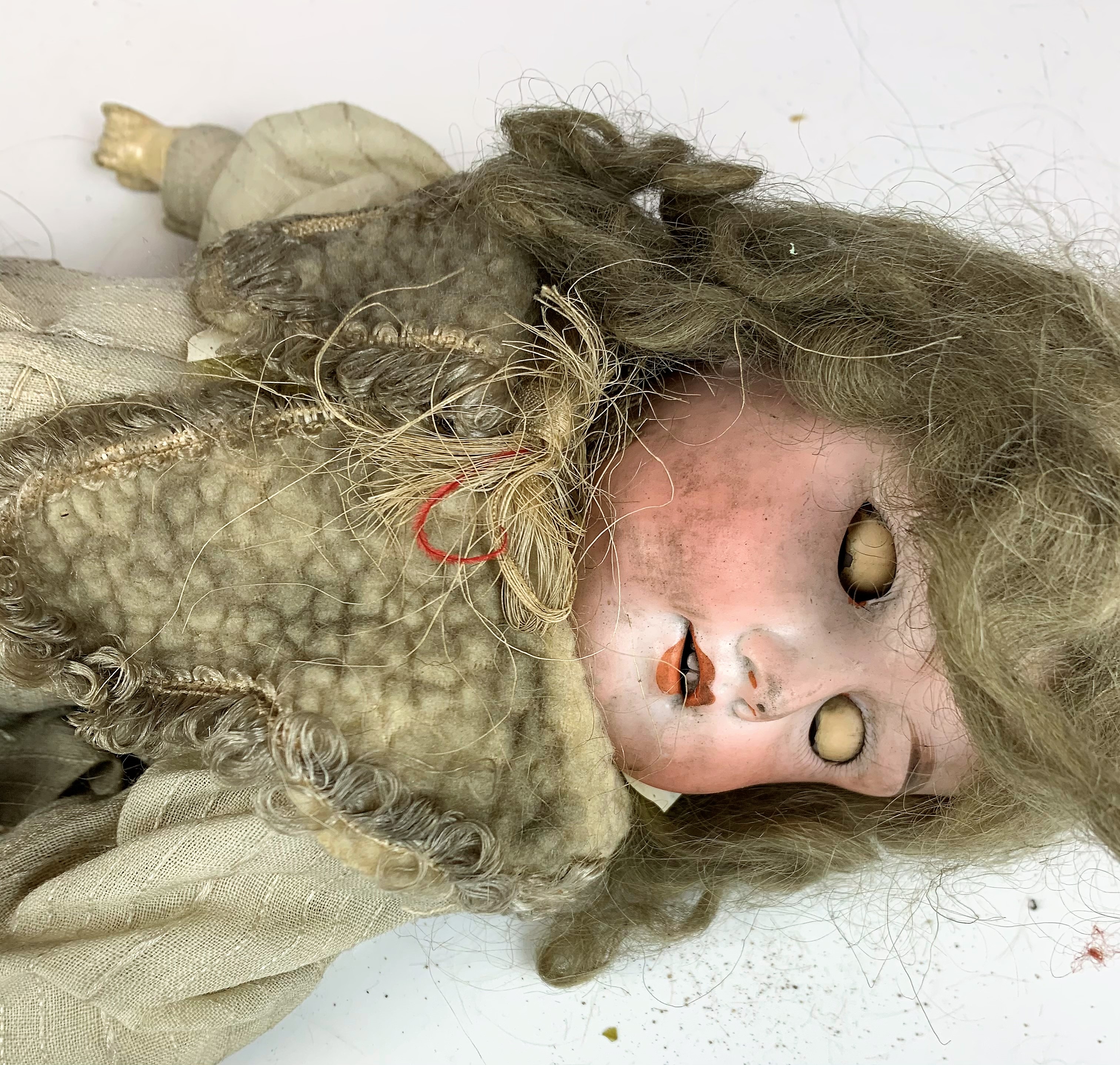 Antique bisque German doll, 17” long - Image 2 of 7
