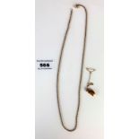 9k gold necklace, length 20” and 9k gold pin, total w: 6.8 gms