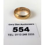 9k gold wedding band, w: 6 gms, size S/T
