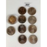 8 x Queen Mother £5 coins 1980, 1x £5 coin 1993 and 1 x £5 coin Bailiwick of Guernsey 2006