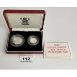Boxed Royal Mint 1990 Silver Proof Five Pence Two-Coin Set