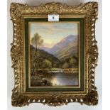 Oil painting “Capel Curig, North Wales” by A.A. Glendening, 6.5” x 8.25”, frame 12” x 10”. Gallery