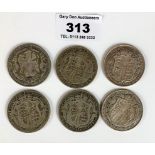 6 silver half crowns