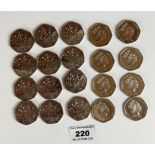 20 x 50 pence coins 1994