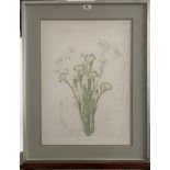 Etching “Pinks and Gypsophilia” by John Henn. Limited Edition 70/75. 15” x 20”, frame 22” x 28”.