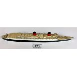 Metal model of HMS Queen Elizabeth passenger liner 10” long x 1” wide
