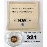 2008 History of our Monarchy miniature gold proof coin