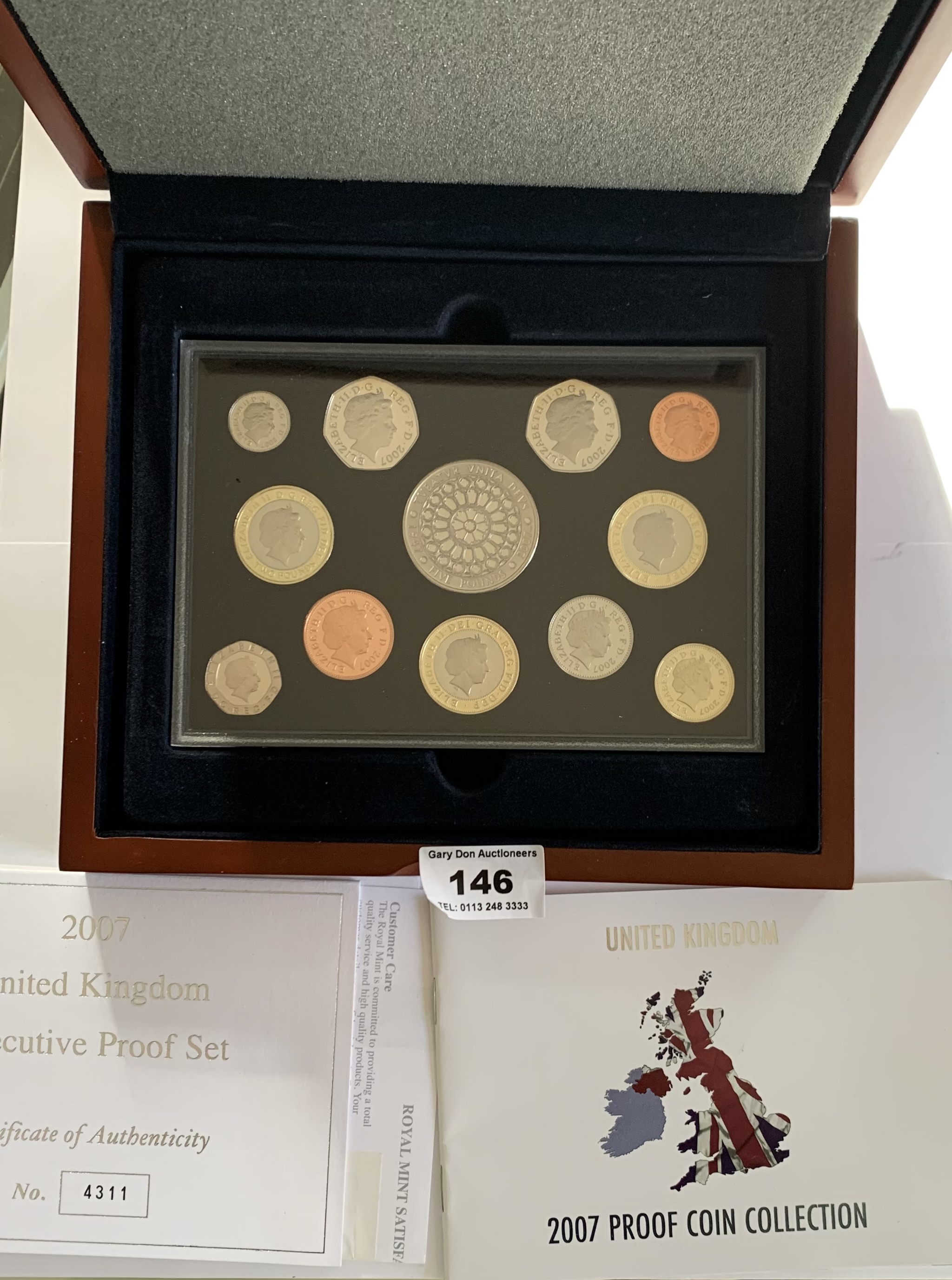 Royal Mint 2007 UK Executive Proof Collection in wooden box, No. 4311/5000