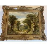 Oil painting “Near Sevenoaks” by A.A. Glendening 1872. 15.5” x 11.5”, frame 20.5” x 16.5”. Gallery
