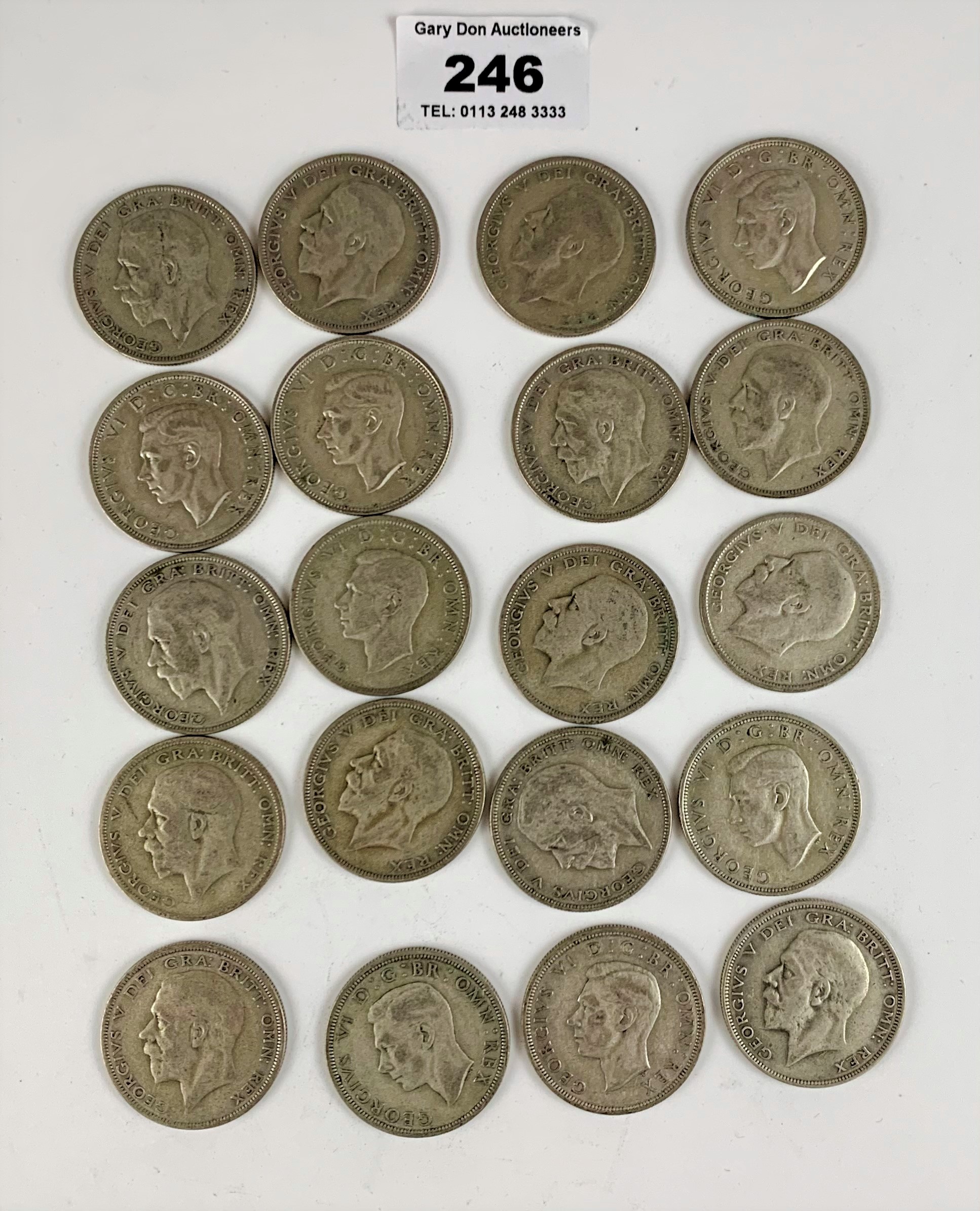 20 Half crown coins, pre-1947, half silver, w: 9 ozt - Image 2 of 2
