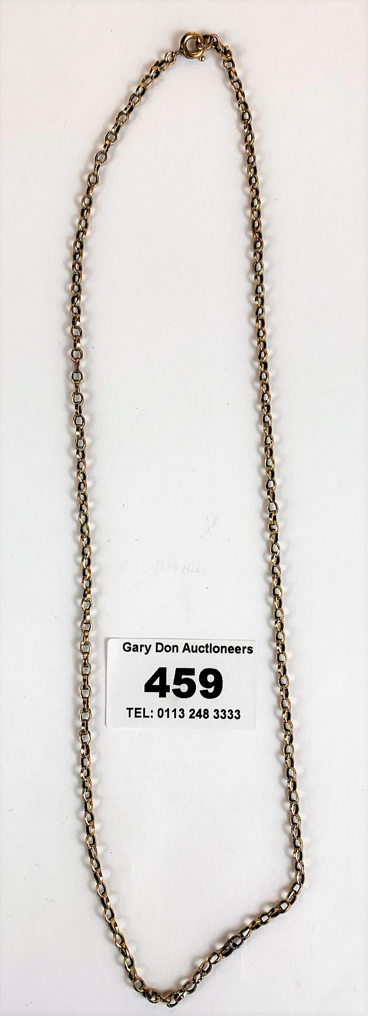 9k gold chain, w: 2.9 gms, 18” long