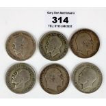 6 silver half crowns