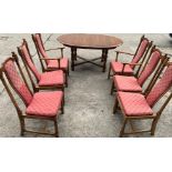 Ercol dining table And 6 chairs. Table 64” wide, 42.5” deep, 29” high chairs- 24” wide, 19” deep,