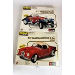 2 boxed Burago diecast metal kits: Mercedes SSK Montecarlo 1928 and Lancia Aurelia B24 Spider