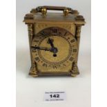 Smiths brass carriage clock, 4” high