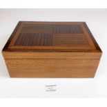 Inlaid wooden box with padded compartments 10” long x 7” wide x 4” high