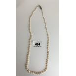 Cultured/natural pearl necklace, length 20”