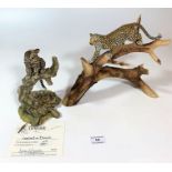 Teviotdale ‘Leopard on Branch’ by Tom Mackie, no. 65/750 with certificate, 12” long x 9” high and