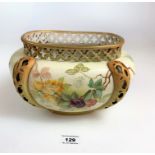 Austrian Alexandria porcelain bowl, 10” long x 6.5” high. 1 small chip on base
