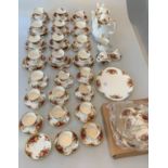 66 piece Royal Albert Country Rose tea set including 12 tea cups, 12 saucers, 12 tea plates, 11