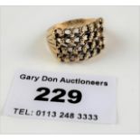 9k gold lattice top design ring, size P, w: 4 gms